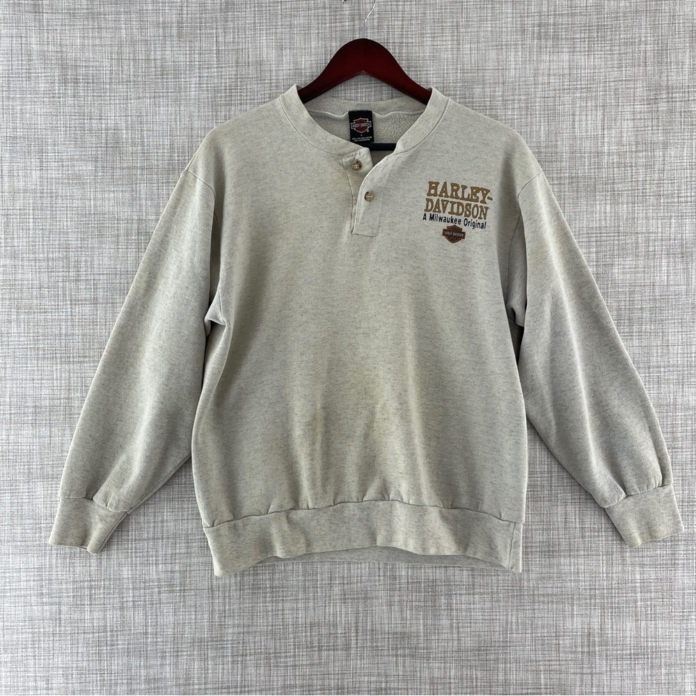 Harley-Davidson 1998 Pheonix buddy stubbs Henley sweatshirt Men's L  9048/b